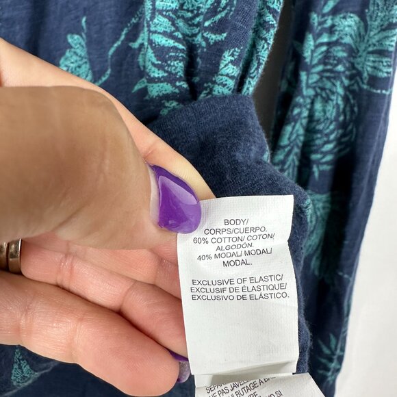 2/$30 Lucky Brand Floral Print Smocked Tunic Top Deep Green Large #BAG1 - Picture 6 of 7